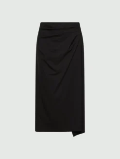 Gonna a tubino in lana stretch - NERO