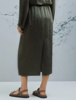 Gonna a tubino in twill crinckle - VERDE