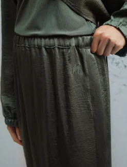 Gonna a tubino in twill crinckle - VERDE