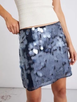 Gonna corta con paillette - BLU
