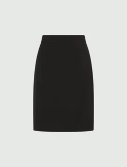 Gonna dritta in pura lana extrafine - NERO
