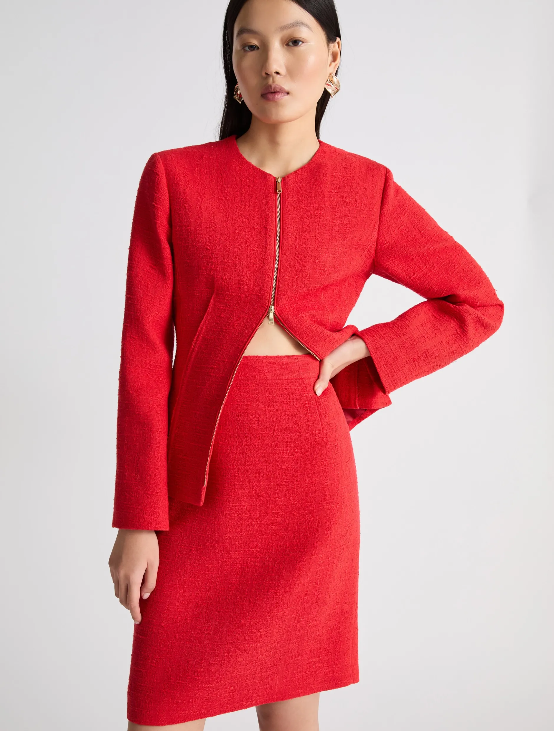 Gonna dritta in stuoia stretch - ROSSO