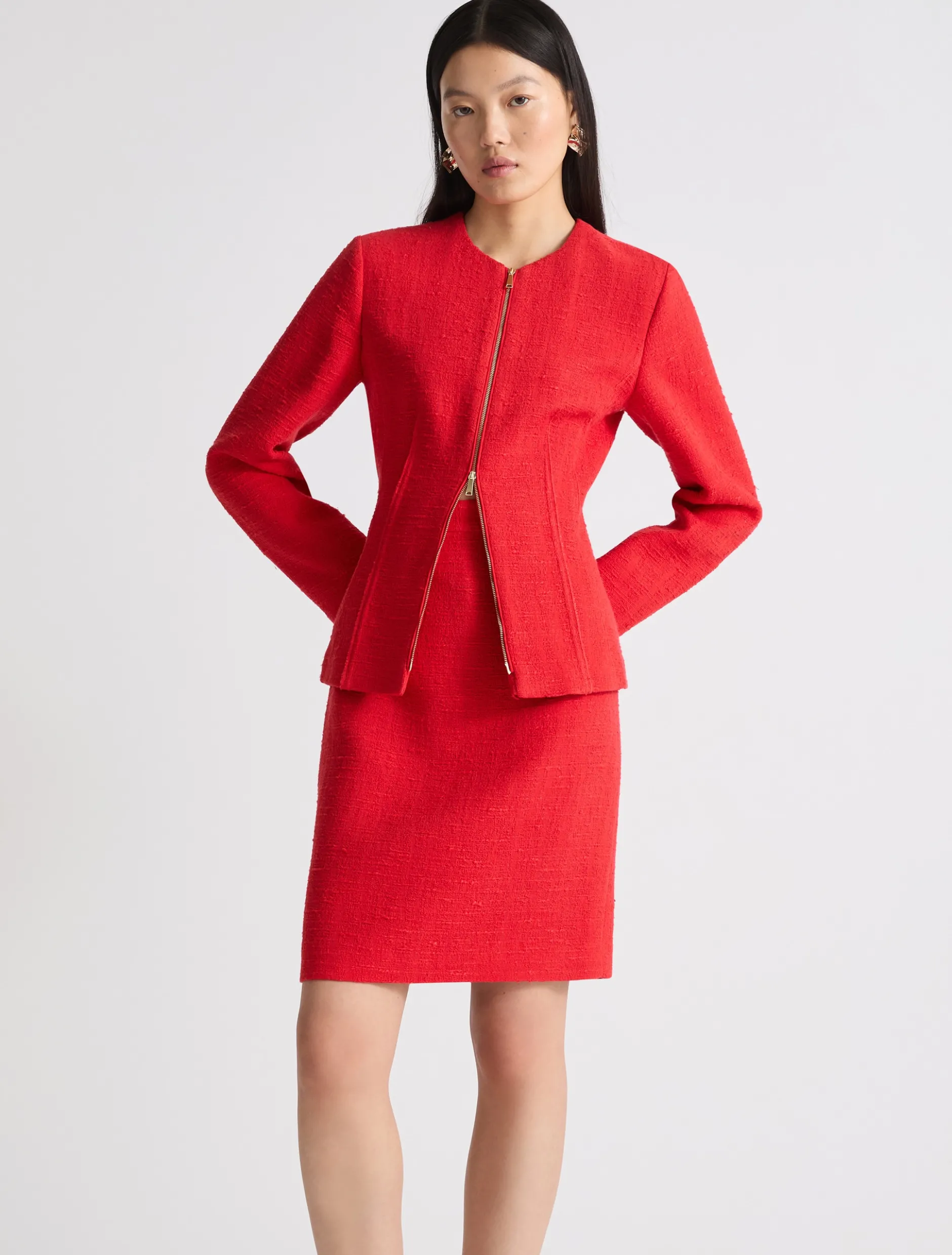 Gonna dritta in stuoia stretch - ROSSO