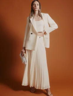 Gonna in georgette plissé - BIANCO LANA