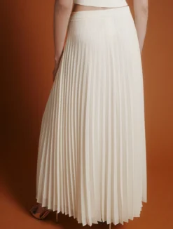 Gonna in georgette plissé - BIANCO LANA