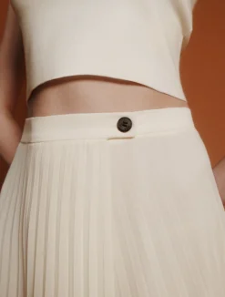 Gonna in georgette plissé - BIANCO LANA