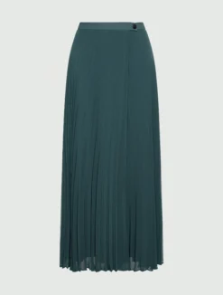 Gonna in georgette plissé - BLU PAVONE