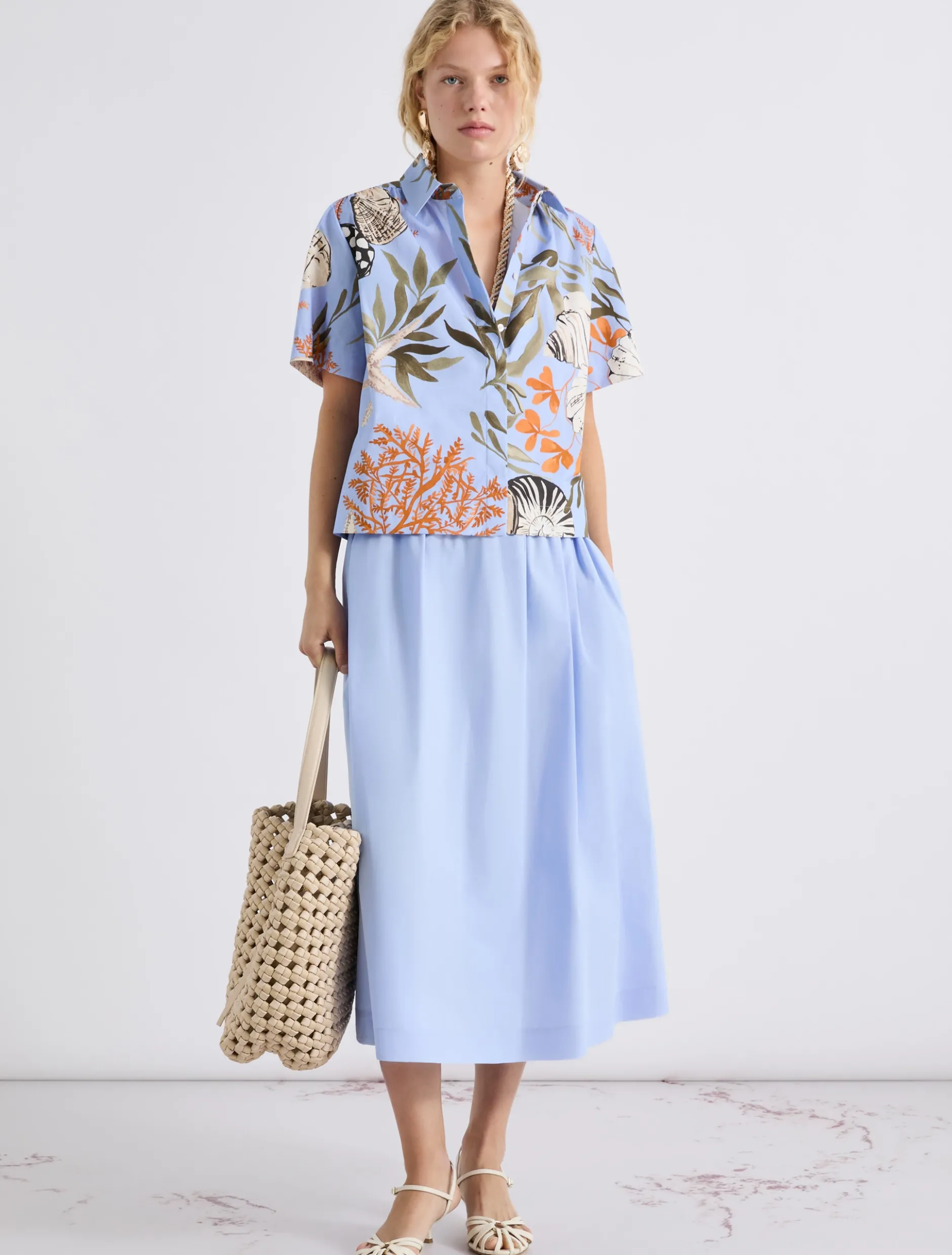 Gonna in popeline - AZZURRO