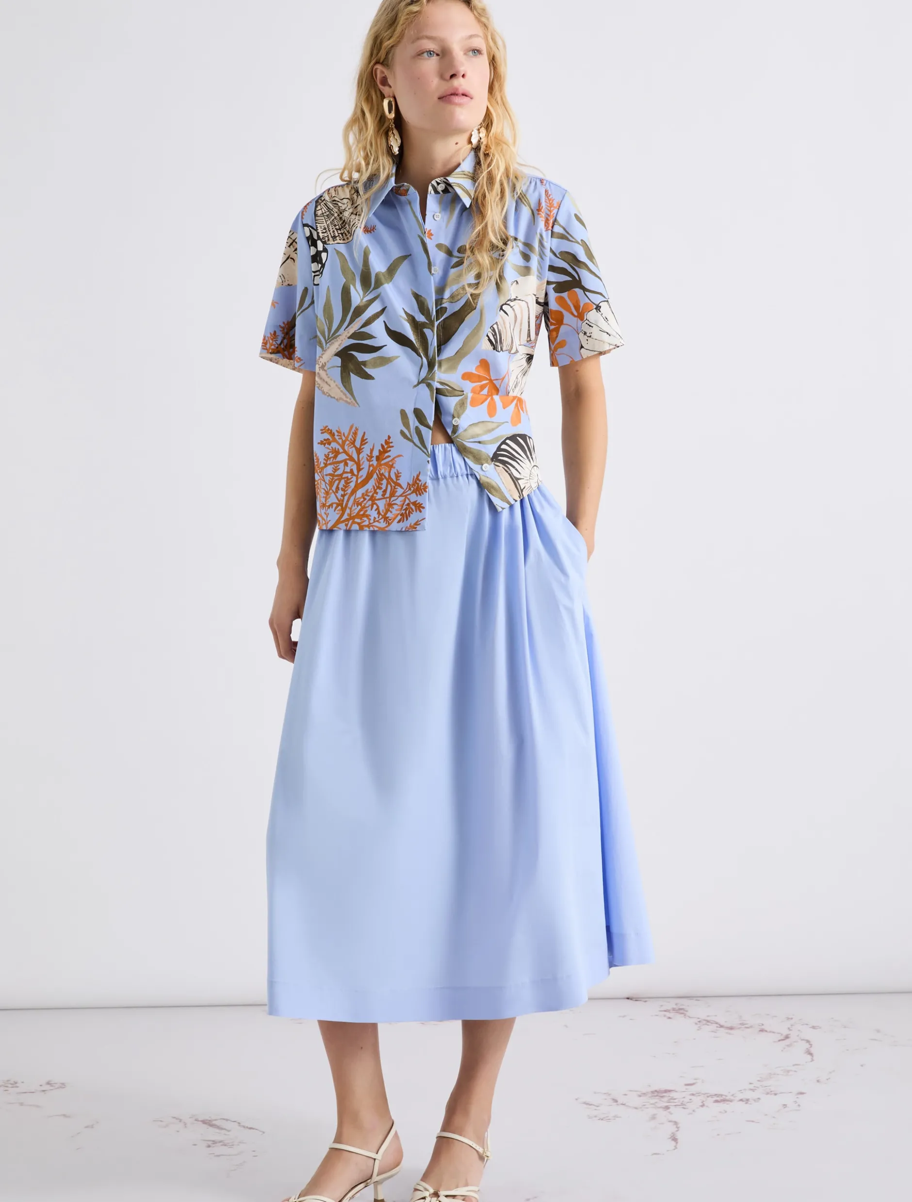 Gonna in popeline - AZZURRO
