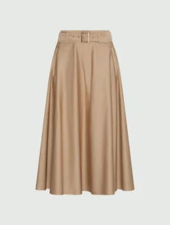 Gonna in raso di cotone stretch antigoccia - NATURALE