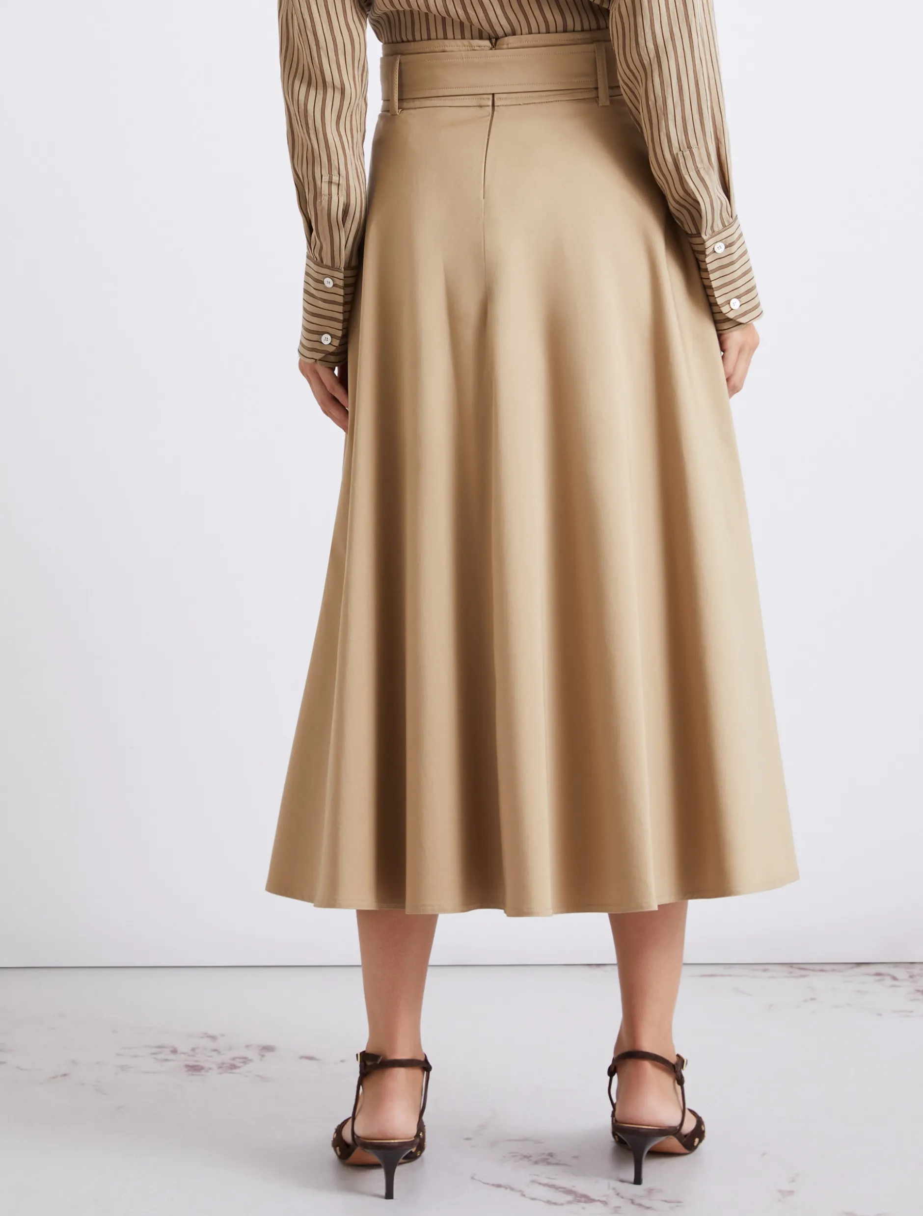 Gonna in raso di cotone stretch antigoccia - NATURALE