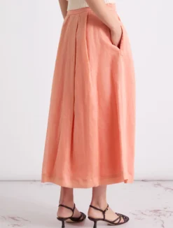 Gonna leggera in ramié - ROSA ANTICO