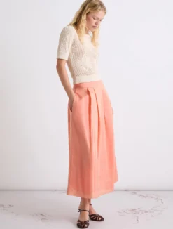 Gonna leggera in ramié - ROSA ANTICO