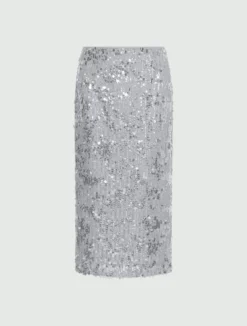 Gonna midi con paillettes - GRIGIO