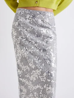 Gonna midi con paillettes - GRIGIO
