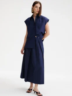 Gonna midi in popeline - BLU