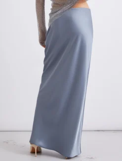 Gonna scivolata in satin - AZZURRO