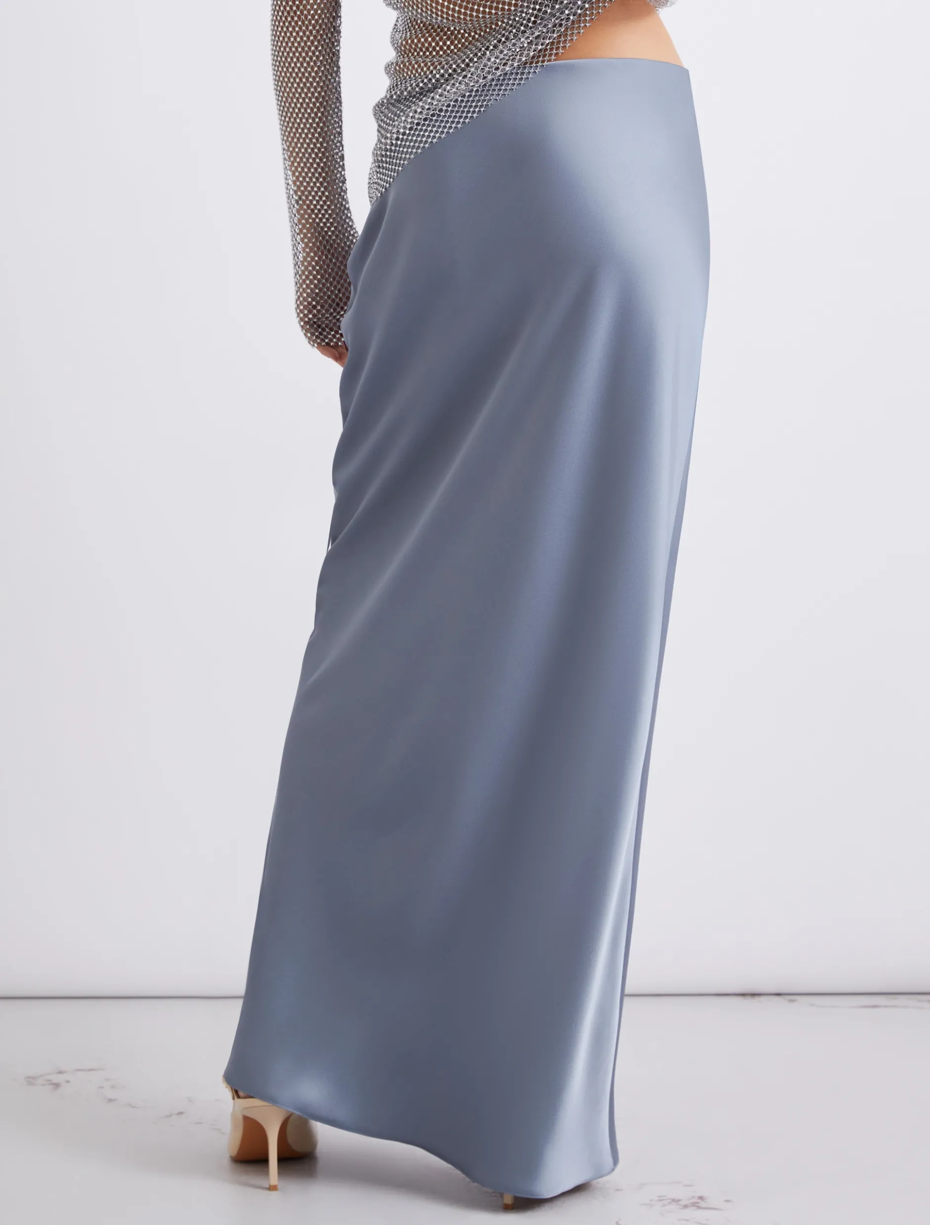 Gonna scivolata in satin - AZZURRO