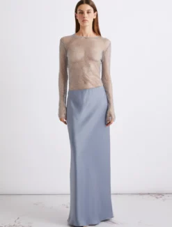 Gonna scivolata in satin - AZZURRO