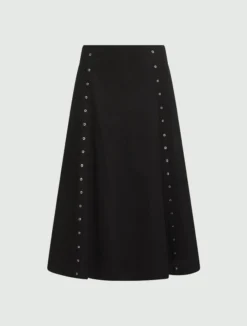 Gonna svasata in gabardina di cotone - NERO
