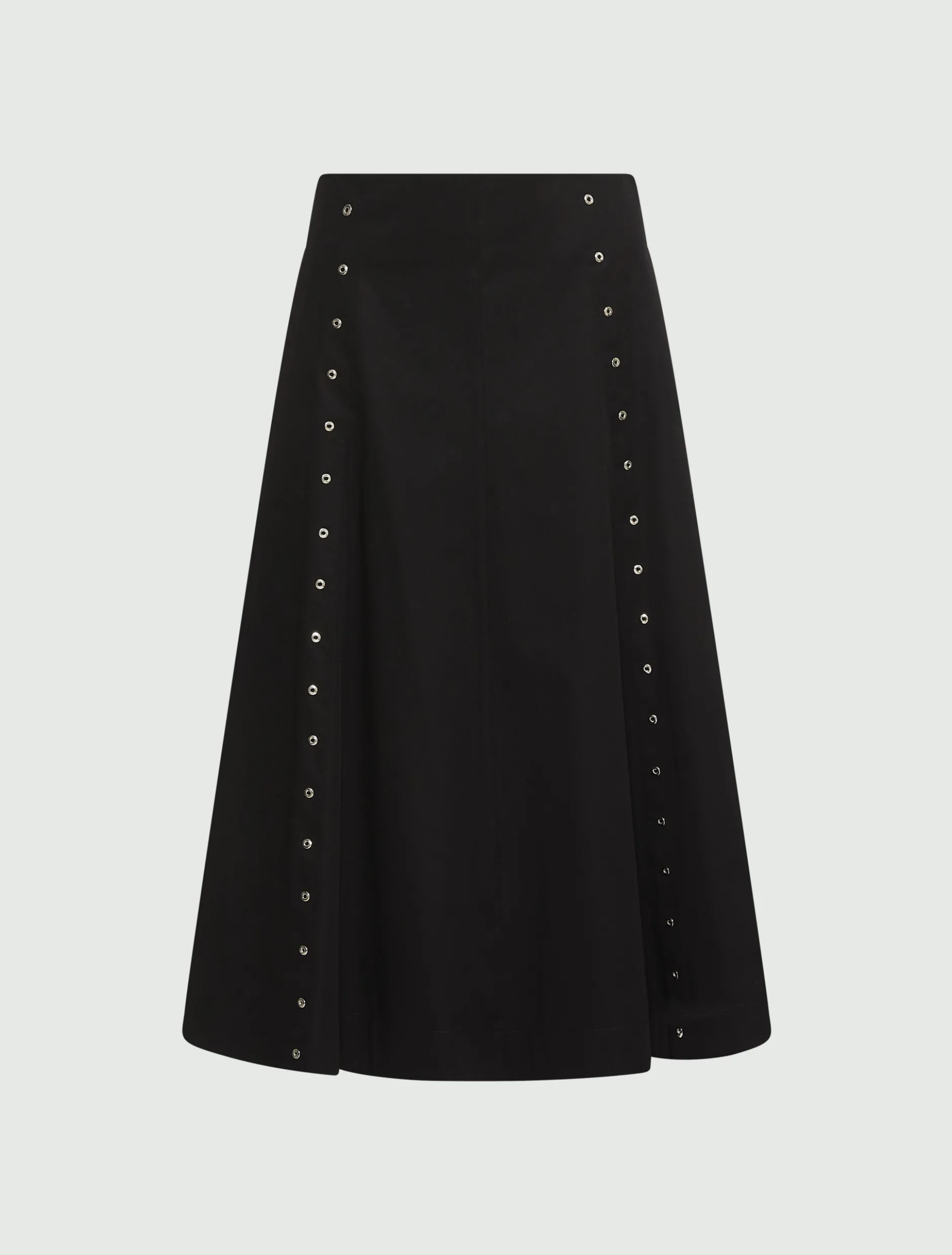 Gonna svasata in gabardina di cotone - NERO