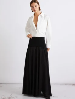 Gonna svasata in georgette - NERO