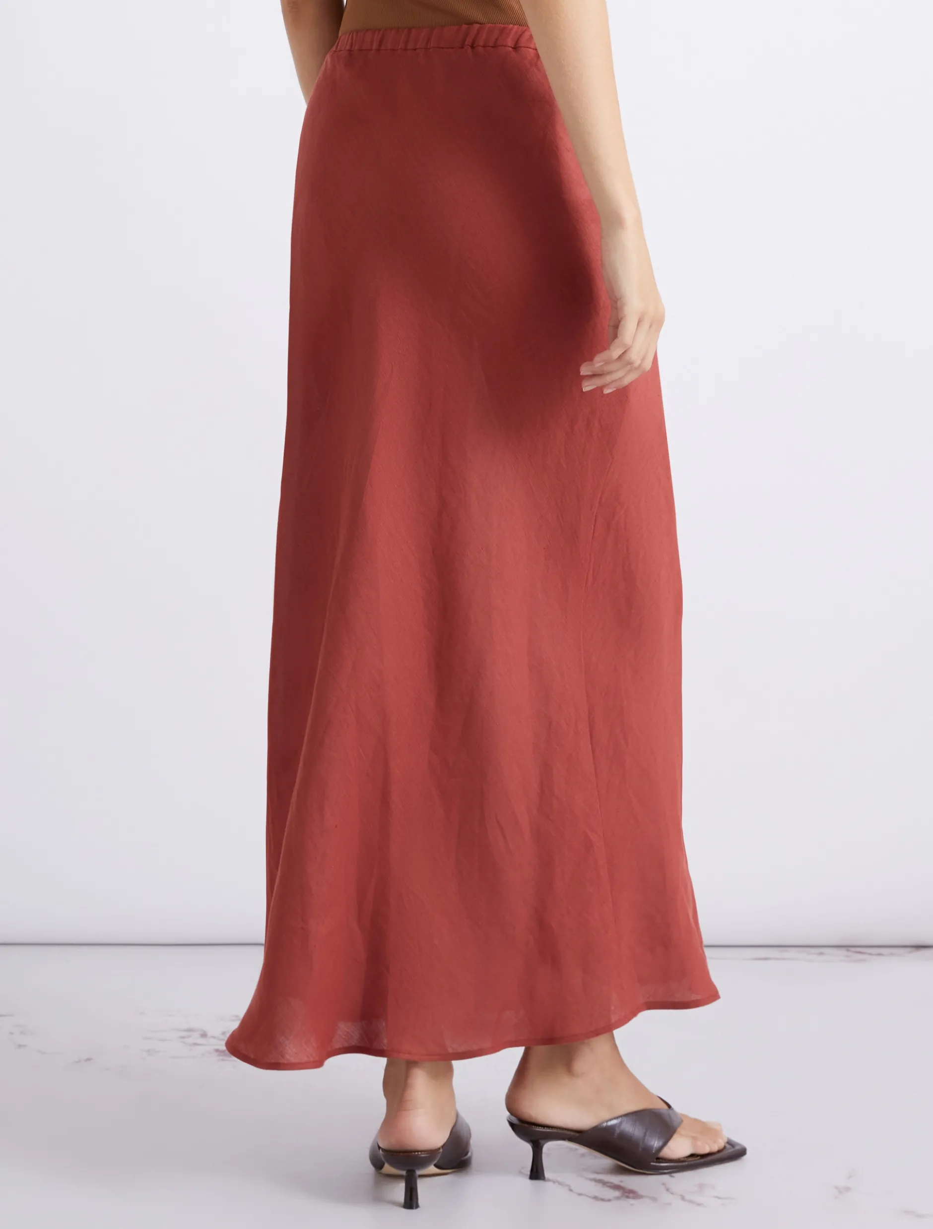 Gonna svasata in puro lino - MATTONE ROSSO