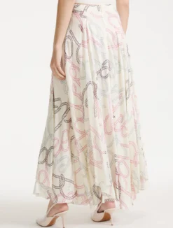 Gonna svasata in twill stampato - PANNA