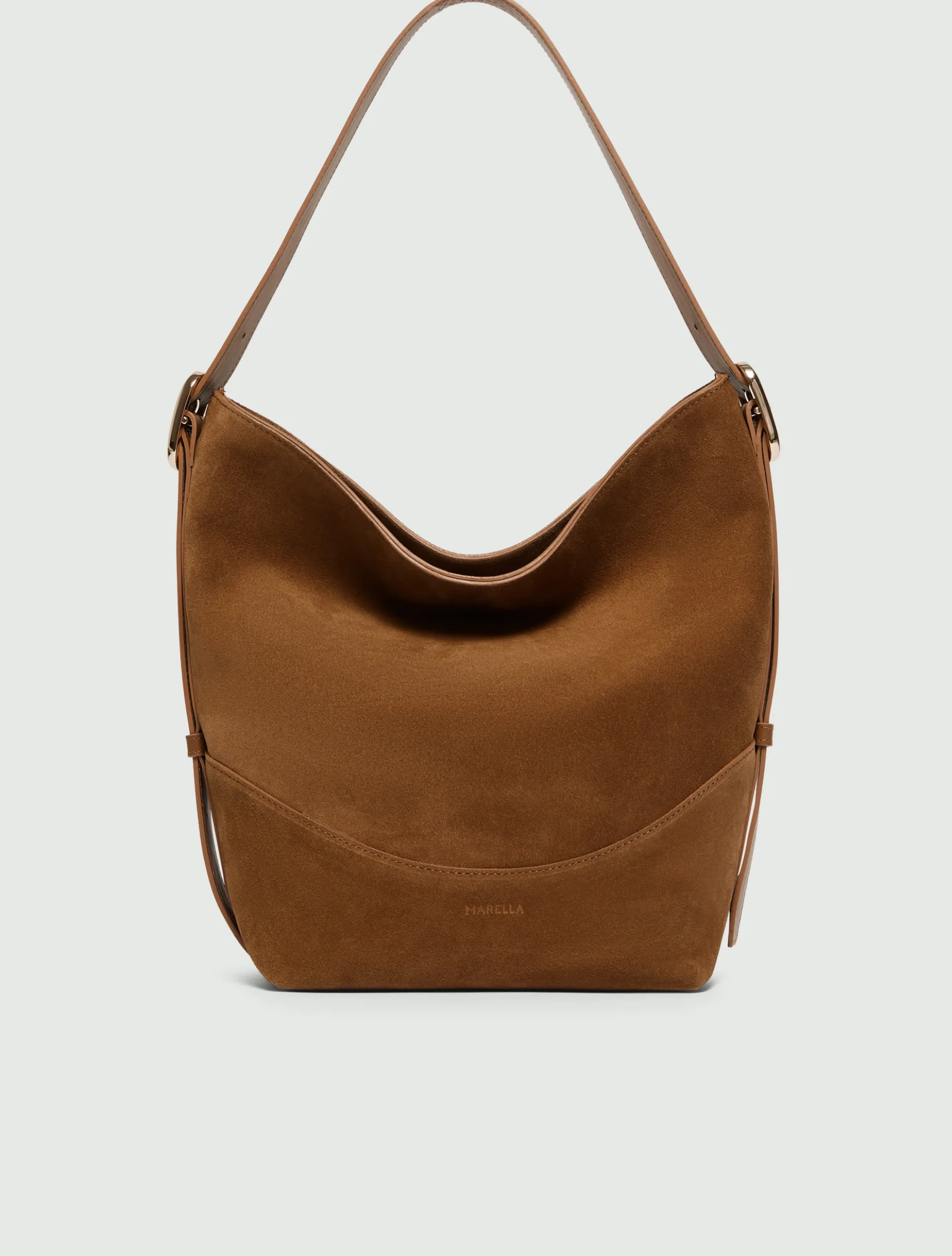 Hobo bag in pelle scamosciata - CUOIO