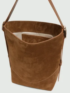 Hobo bag in pelle scamosciata - CUOIO