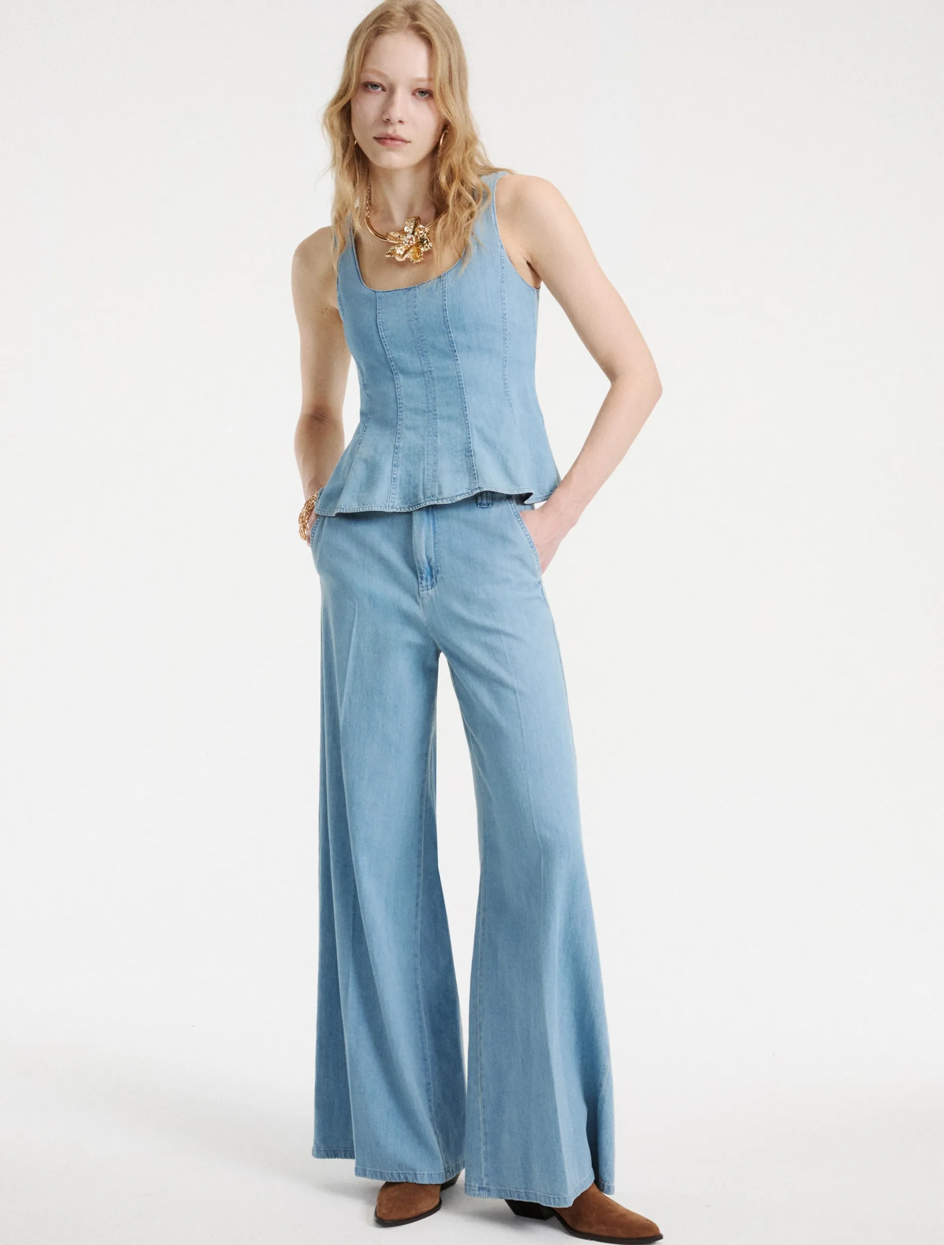 Jeans a palazzo in denim fluido - BLUE JEANS