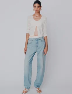 Jeans barrel in denim - AZZURRO POLVERE