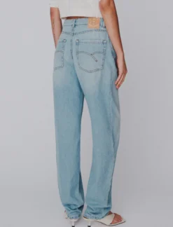 Jeans barrel in denim - AZZURRO POLVERE