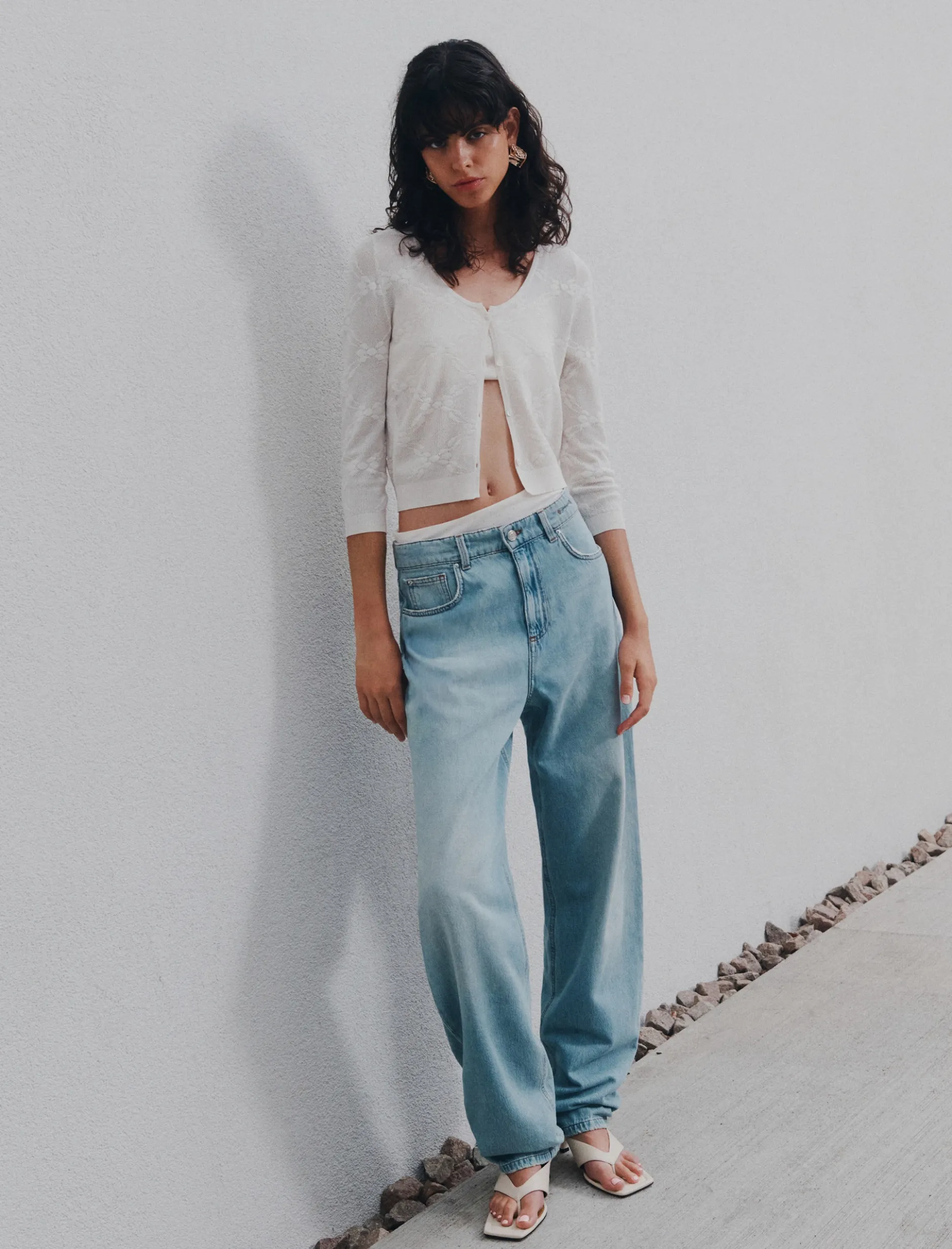 Jeans barrel in denim - AZZURRO POLVERE