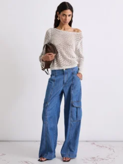Jeans cargo wide leg - BLUE JEANS