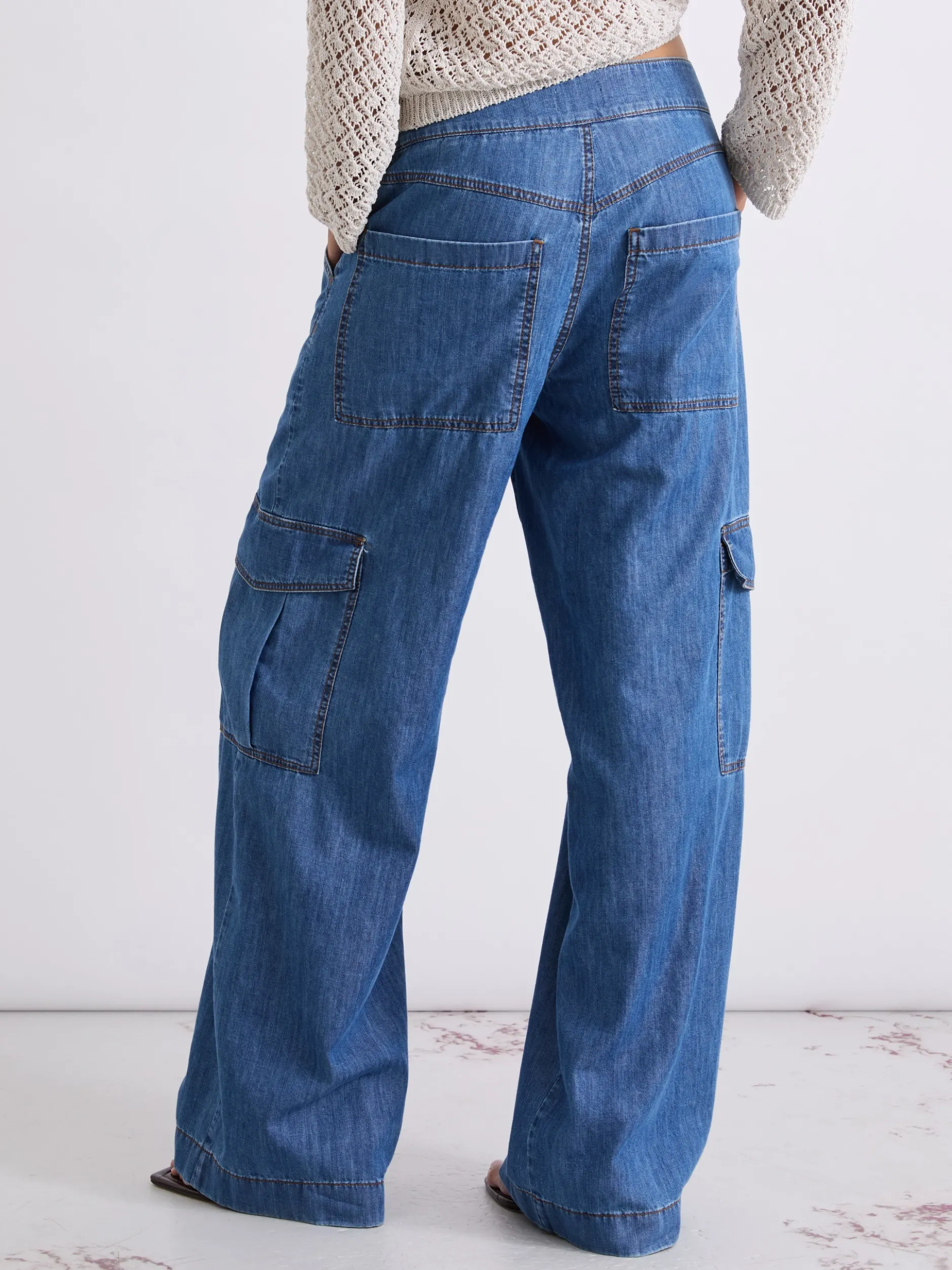Jeans cargo wide leg - BLUE JEANS