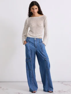 Jeans cargo wide leg - BLUE JEANS