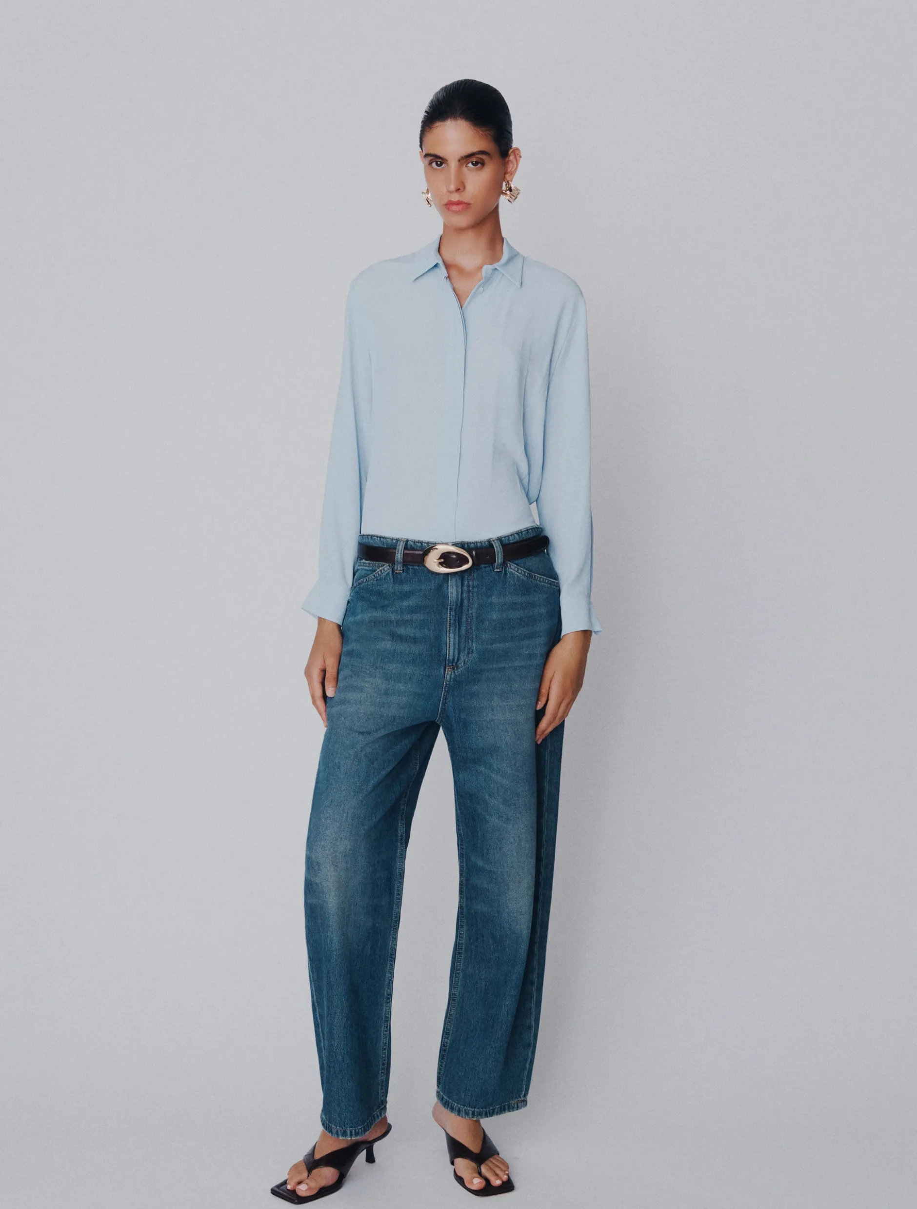 Jeans mom fit a vita alta - BLU