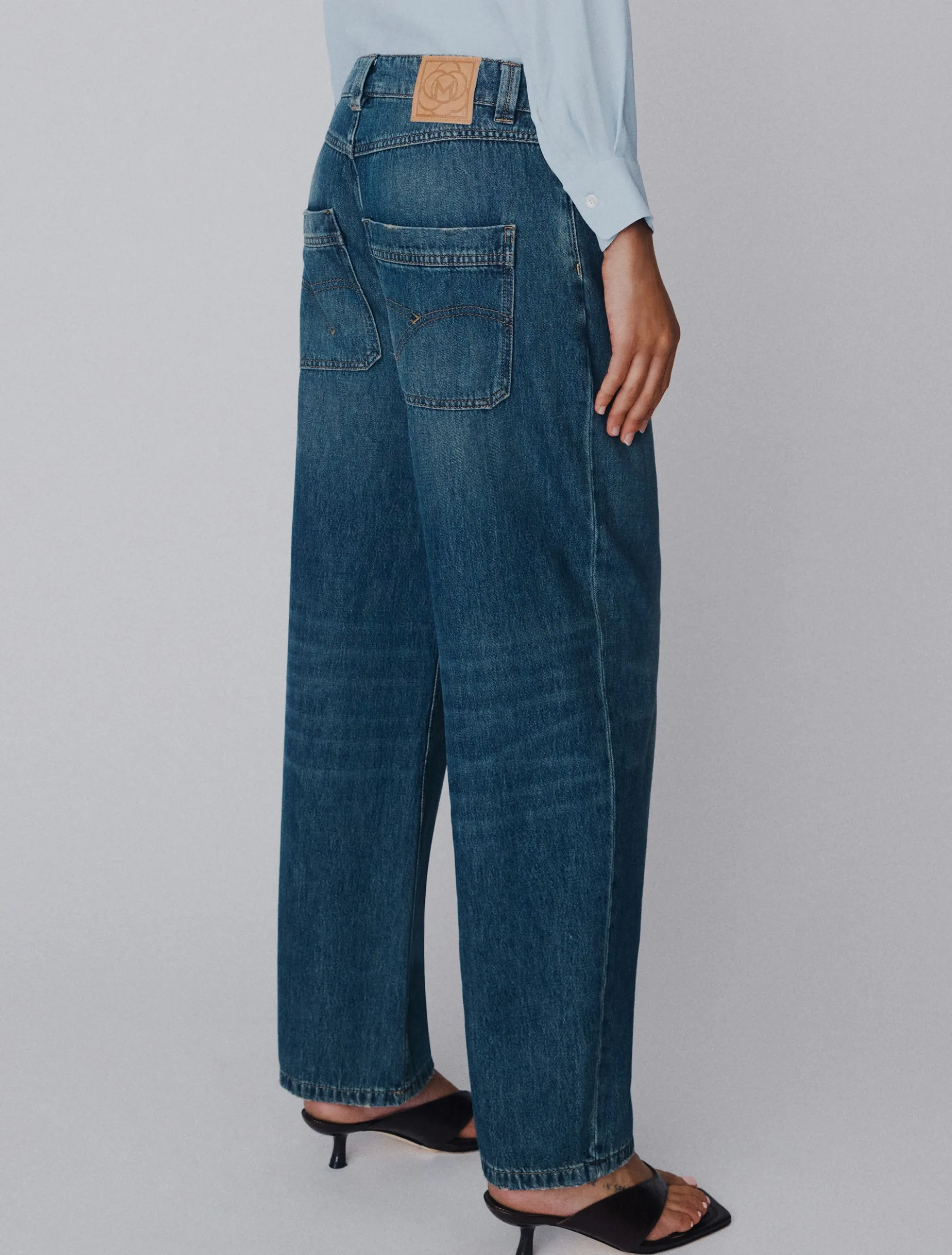 Jeans mom fit a vita alta - BLU
