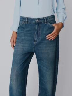 Jeans mom fit a vita alta - BLU