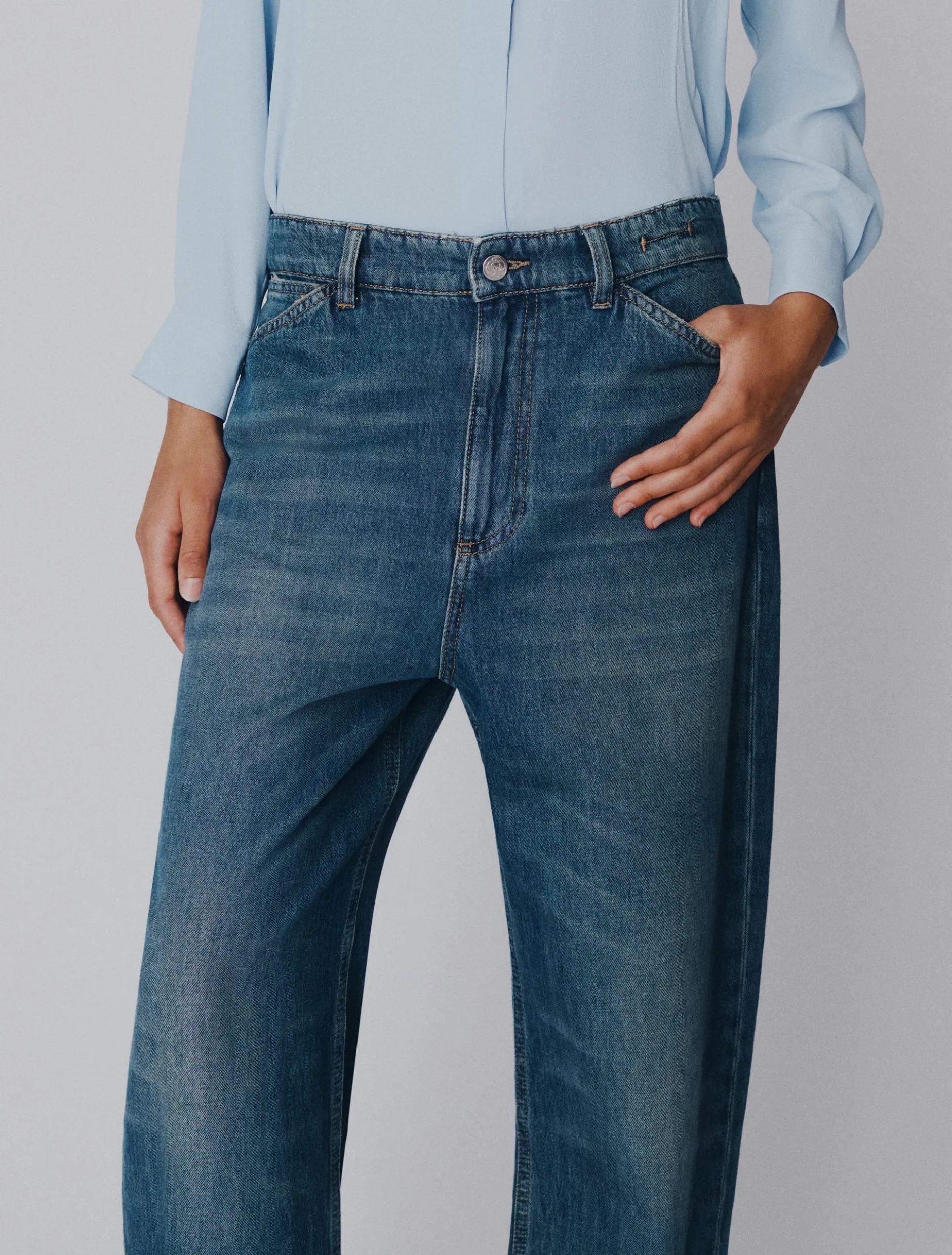 Jeans mom fit a vita alta - BLU