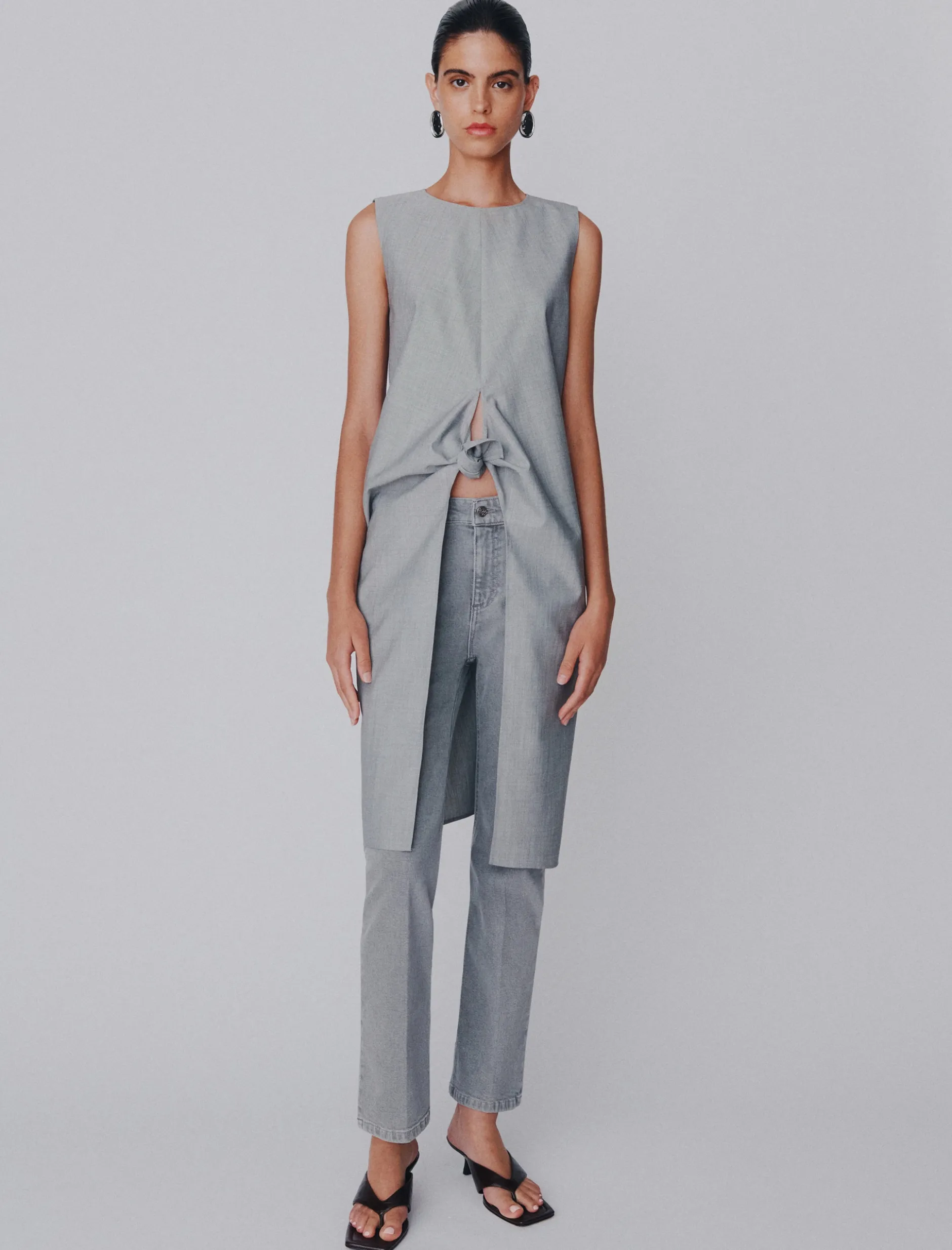 Jeans new flare in denim stretch - GRIGIO MEDIO