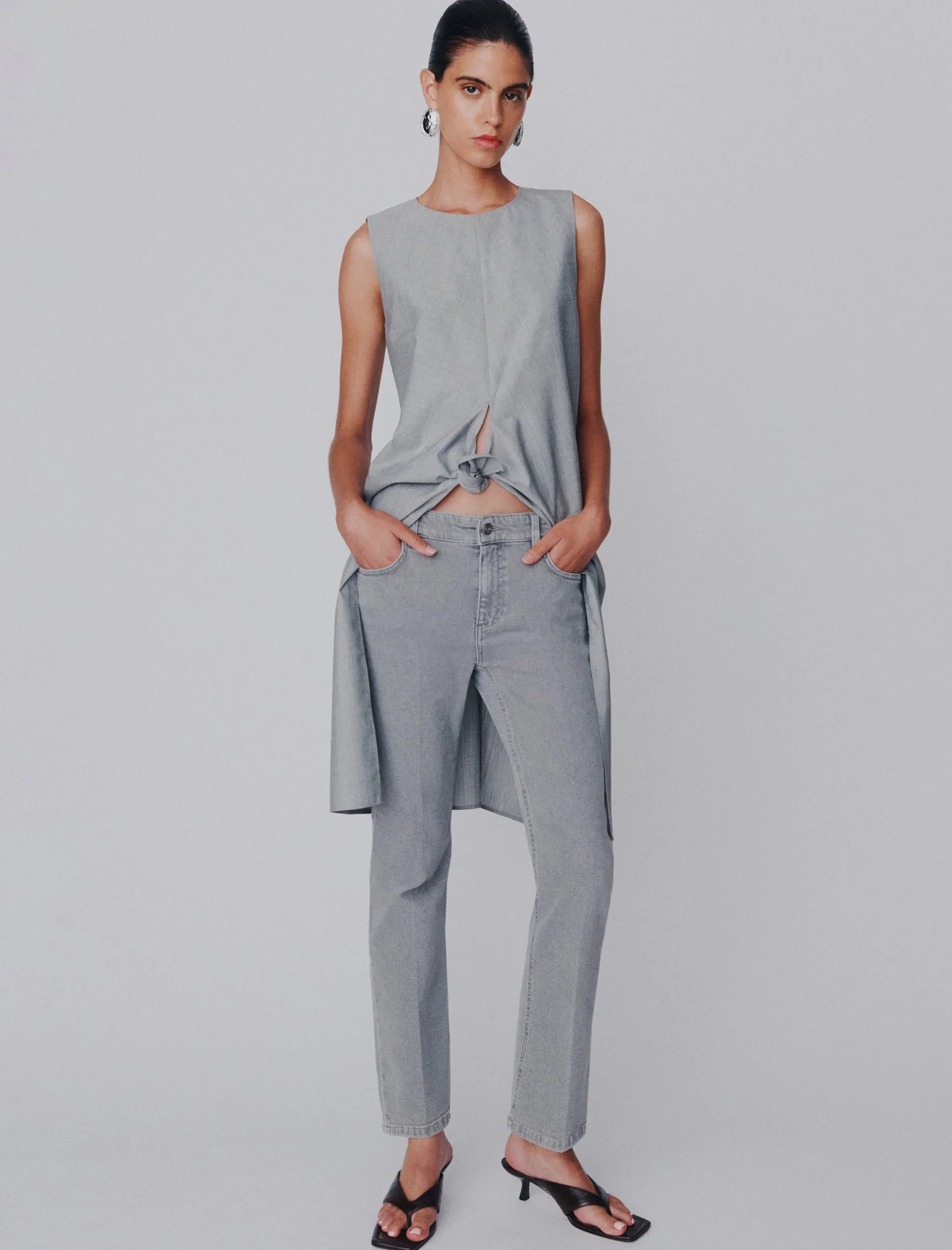 Jeans new flare in denim stretch - GRIGIO MEDIO