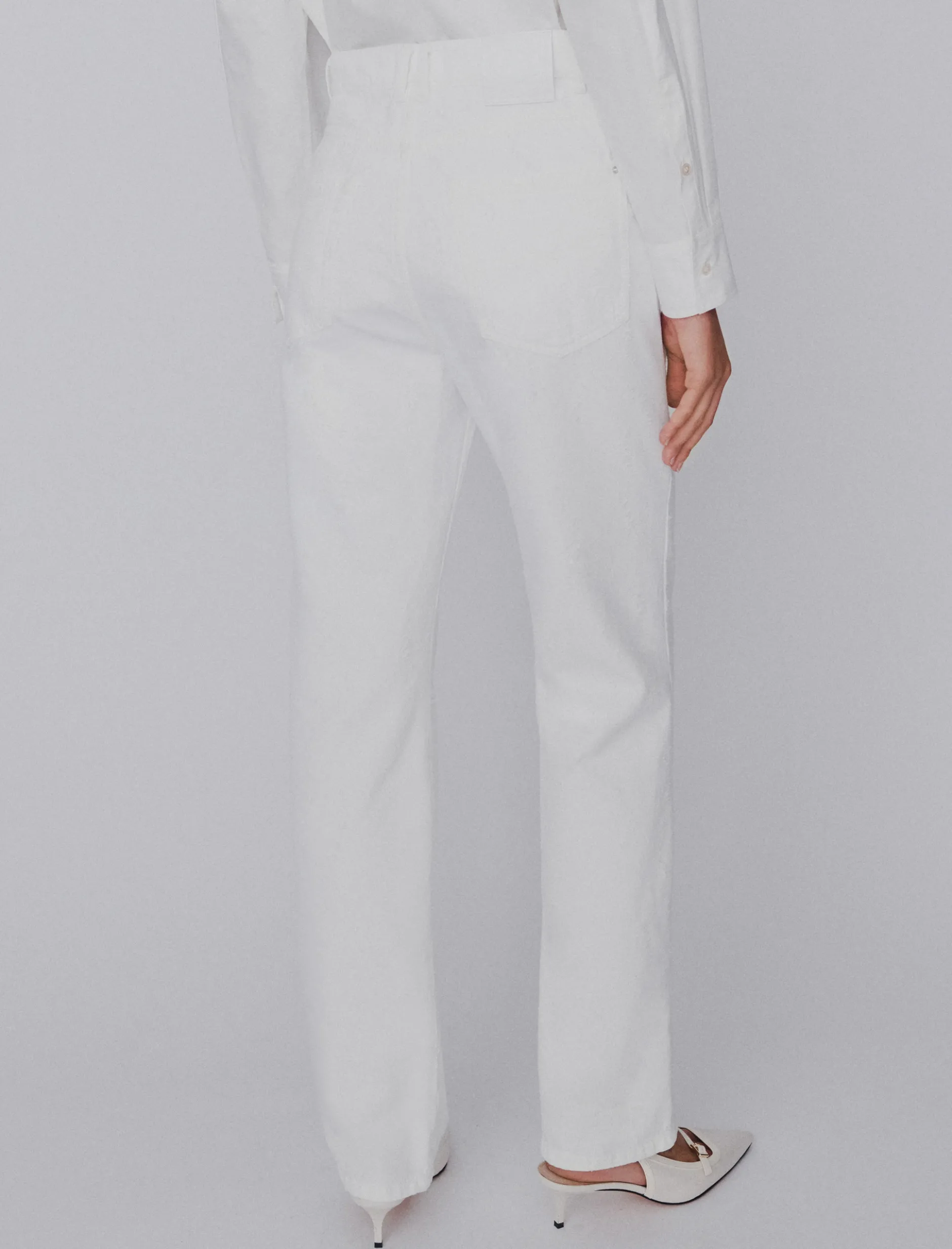 Jeans straight fit in denim - BIANCO