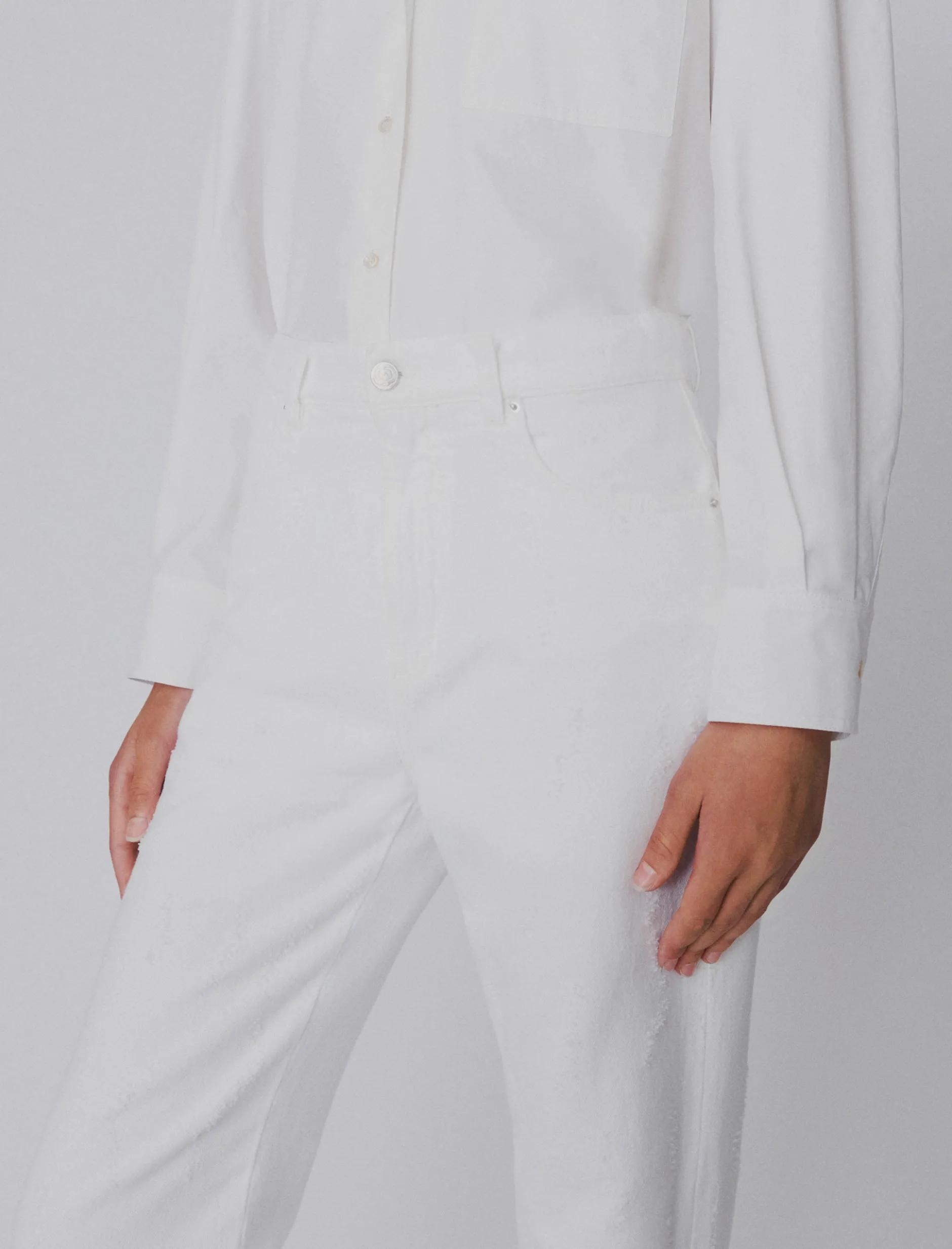 Jeans straight fit in denim - BIANCO