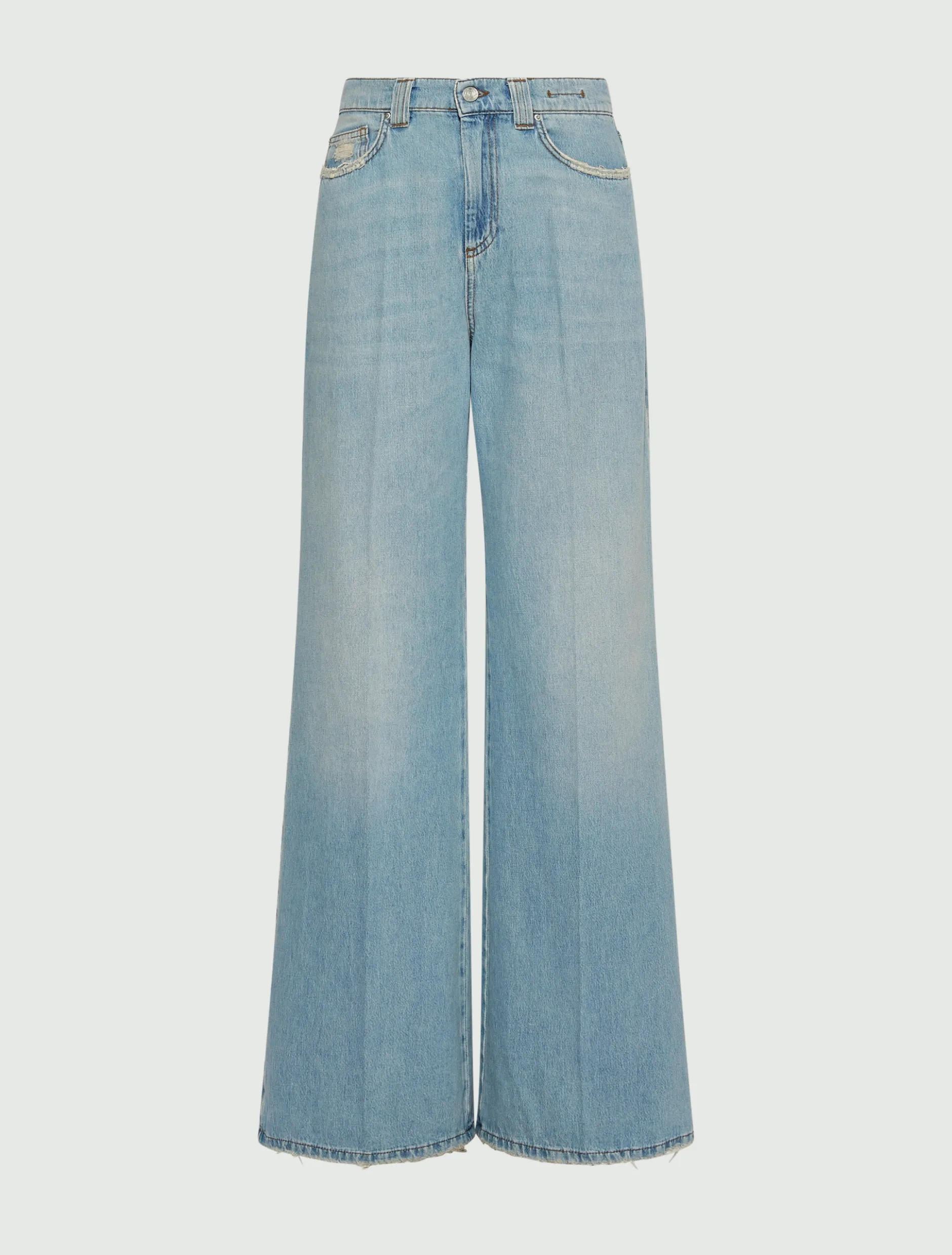 Jeans wide leg a vita alta - AZZURRO POLVERE