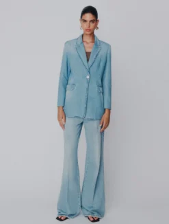 Jeans wide leg a vita alta - AZZURRO POLVERE