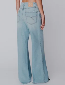 Jeans wide leg a vita alta - AZZURRO POLVERE