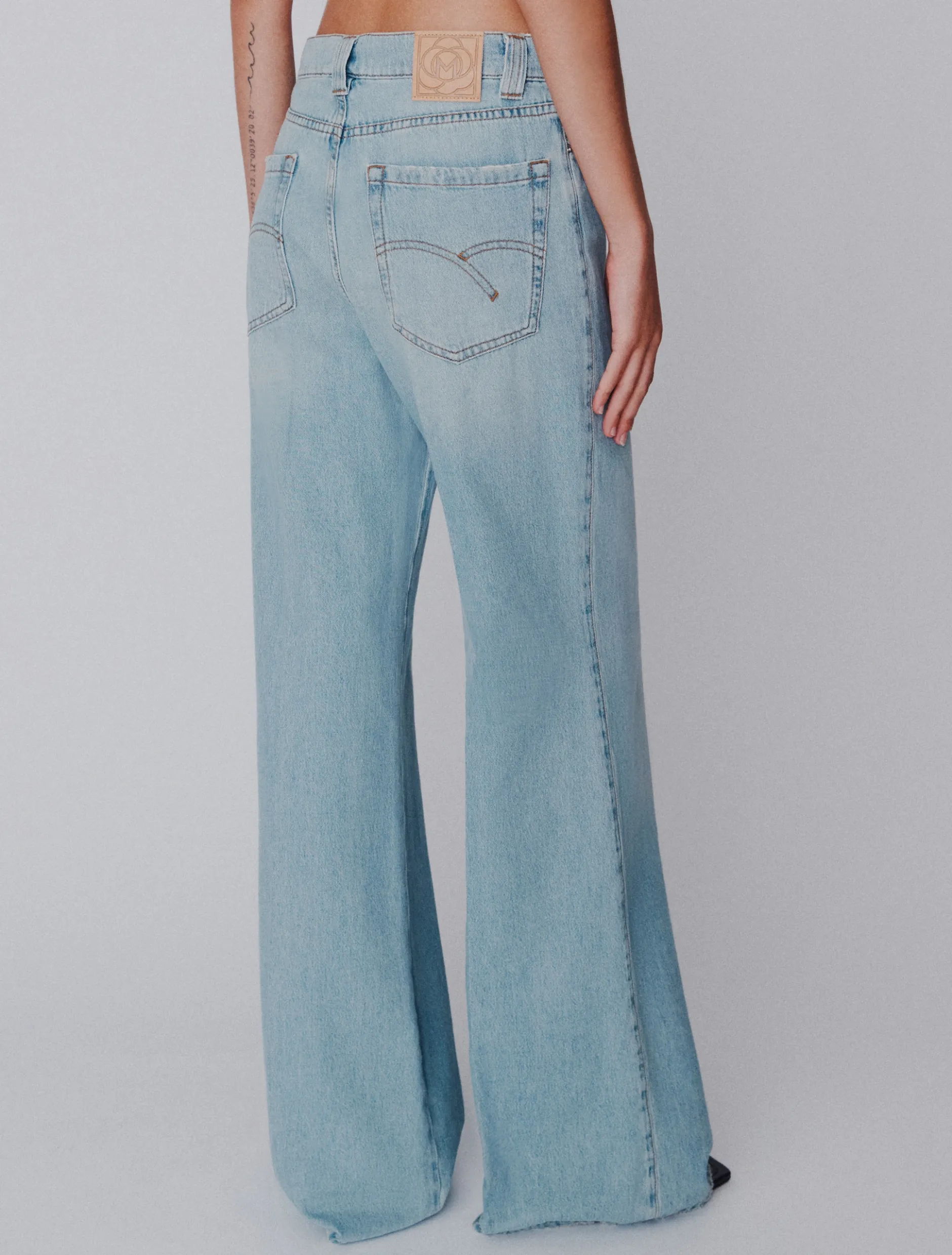 Jeans wide leg a vita alta - AZZURRO POLVERE