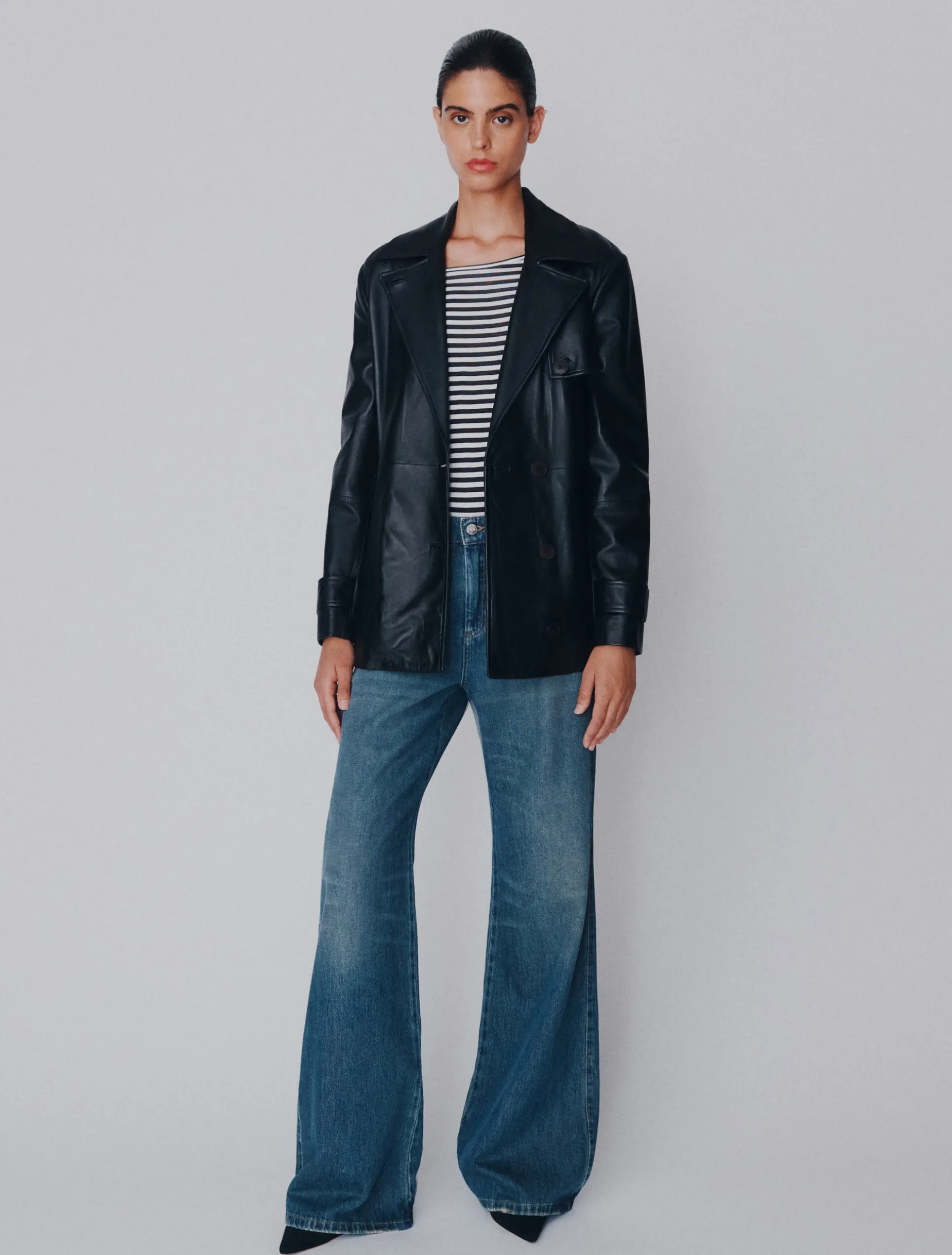 Jeans wide leg a vita alta - BLU